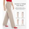 image:imagePopilush Dress Pants for Women Tummy Control 2 in 1 Work Slack High Waisted Wide Leg with Pockets Business CasualKhaki