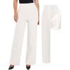 image:imagePopilush Dress Pants for Women Tummy Control 2 in 1 Work Slack High Waisted Wide Leg with Pockets Business CasualWhite