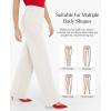 image:imagePopilush Dress Pants for Women Tummy Control 2 in 1 Work Slack High Waisted Wide Leg with Pockets Business CasualWhite
