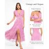 image:imagePopilush Womens Lace Formal Cocktail Sleeveless V Neck Maxi Shapewear Dress Wedding Guest Mother of Bride Split DressesPink