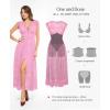 image:imagePopilush Womens Lace Formal Cocktail Sleeveless V Neck Maxi Shapewear Dress Wedding Guest Mother of Bride Split DressesPink
