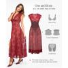 image:imagePopilush Womens Lace Formal Cocktail Sleeveless V Neck Maxi Shapewear Dress Wedding Guest Mother of Bride Split DressesRed