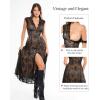 image:imagePopilush Womens Lace Formal Cocktail Sleeveless V Neck Maxi Shapewear Dress Wedding Guest Mother of Bride Split DressesSkin