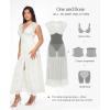 image:imagePopilush Womens Lace Formal Cocktail Sleeveless V Neck Maxi Shapewear Dress Wedding Guest Mother of Bride Split DressesWhite