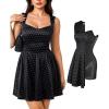 image:imagePopilush A Line Graduation Dress Summer Cocktail Party Mini Dresses for Women Elegant Sweetheart Neck Shapewear DressBlack With Polka Dots