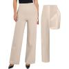 image:imagePopilush Dress Pants for Women Tummy Control 2 in 1 Work Slack High Waisted Wide Leg with Pockets Business CasualKhaki