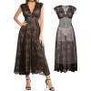 image:imagePopilush Womens Lace Formal Cocktail Sleeveless V Neck Maxi Shapewear Dress Wedding Guest Mother of Bride Split DressesSkin