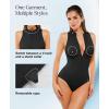 image:imagePopilush Tummy Control One Piece Swimsuits for Women Shapewear Athletic Zip Up Swimwear Slimming Bathing Suit Padded OutfitsBlack