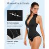 image:imagePopilush Tummy Control One Piece Swimsuits for Women Shapewear Athletic Zip Up Swimwear Slimming Bathing Suit Padded OutfitsBlack
