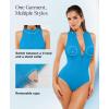image:imagePopilush Tummy Control One Piece Swimsuits for Women Shapewear Athletic Zip Up Swimwear Slimming Bathing Suit Padded OutfitsBlue