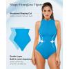 image:imagePopilush Tummy Control One Piece Swimsuits for Women Shapewear Athletic Zip Up Swimwear Slimming Bathing Suit Padded OutfitsBlue