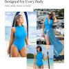 image:imagePopilush Tummy Control One Piece Swimsuits for Women Shapewear Athletic Zip Up Swimwear Slimming Bathing Suit Padded OutfitsBlue