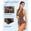 image:imagePopilush Tummy Control One Piece Swimsuits for Women Shapewear Athletic Zip Up Swimwear Slimming Bathing Suit Padded OutfitsCheetah
