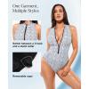 image:imagePopilush Tummy Control One Piece Swimsuits for Women Shapewear Athletic Zip Up Swimwear Slimming Bathing Suit Padded OutfitsSnakeskin