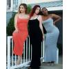 image:imagePopilush Bodycon Dresses for Women Shapewear Tummy Control Maxi Dress Built in Bra Spaghetti Strap Formal Party SummerGrey