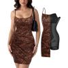 image:imagePopilush Dress with Built in Shapewear Spaghetti Strap Mini Dresses Mesh Ruched Bodycon Summer SplashLeopard Print
