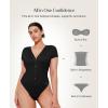 image:imagePopilush Body Suits for Womens Tummy Control Shapewear Bodysuit V Neck Casual Short Sleeve ThongBlack
