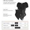 image:imagePopilush Body Suits for Womens Tummy Control Shapewear Bodysuit V Neck Casual Short Sleeve ThongBlack