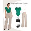 image:imagePopilush Body Suits for Womens Tummy Control Shapewear Bodysuit V Neck Casual Short Sleeve ThongGreen