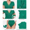 image:imagePopilush Body Suits for Womens Tummy Control Shapewear Bodysuit V Neck Casual Short Sleeve ThongGreen