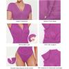 image:imagePopilush Body Suits for Womens Tummy Control Shapewear Bodysuit V Neck Casual Short Sleeve ThongPurple