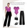 image:imagePopilush Body Suits for Womens Tummy Control Shapewear Bodysuit V Neck Casual Short Sleeve ThongPurple