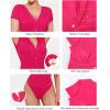 image:imagePopilush Body Suits for Womens Tummy Control Shapewear Bodysuit V Neck Casual Short Sleeve ThongRed
