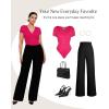 image:imagePopilush Body Suits for Womens Tummy Control Shapewear Bodysuit V Neck Casual Short Sleeve ThongRed