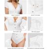 image:imagePopilush Body Suits for Womens Tummy Control Shapewear Bodysuit V Neck Casual Short Sleeve ThongWhite