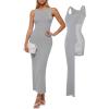image:imagePopilush Builtin Bra Shapewear Maxi Long Dresses for Women Bodycon Sleeveless Modal Casual Formal Tummy Control DressGrey
