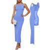 image:imagePopilush Builtin Bra Shapewear Maxi Long Dresses for Women Bodycon Sleeveless Modal Casual Formal Tummy Control DressSky Blue