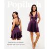 image:imagePopilush Halter Dresses for Women Backless Shapewear Mini Dress Deep V Neck Bow Tie ALine Club Party DressPurple