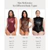 image:imagePopilush Leather Bodysuit for Women Going Out Tops Body Shaper Tummy Control Shapewear Mock Neck Tops Leather CorsetBlack
