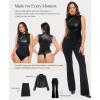 image:imagePopilush Leather Bodysuit for Women Going Out Tops Body Shaper Tummy Control Shapewear Mock Neck Tops Leather CorsetBlack