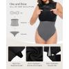 image:imagePopilush Leather Bodysuit for Women Going Out Tops Body Shaper Tummy Control Shapewear Mock Neck Tops Leather CorsetBlack