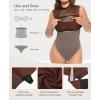 image:imagePopilush Leather Bodysuit for Women Going Out Tops Body Shaper Tummy Control Shapewear Mock Neck Tops Leather CorsetBrown