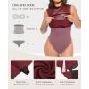 image:imagePopilush Leather Bodysuit for Women Going Out Tops Body Shaper Tummy Control Shapewear Mock Neck Tops Leather CorsetRed