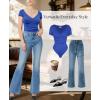 image:imagePopilush Shapewear Bodysuits for Women Tummy Control Short Sleeve Corset V Neck Bodysuit Concert OutfitsBlue