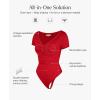 image:imagePopilush Shapewear Bodysuits for Women Tummy Control Short Sleeve Corset V Neck Bodysuit Concert OutfitsRed