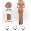 image:imagePopilush Shapewear Dress Built in Bra  Maxi Bodycon Dresses Mock Neck Sleeveless Summer Dress for WomenBrown