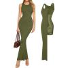 image:imagePopilush Builtin Bra Shapewear Maxi Long Dresses for Women Bodycon Sleeveless Modal Casual Formal Tummy Control DressGreen