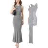 image:imagePopilush Builtin Bra Shapewear Maxi Long Dresses for Women Bodycon Sleeveless Modal Casual Formal Tummy Control DressGrey