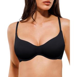 image:imagePopilush Balconette Bras for Women  Unlined Underwire No Padding Comfy Demi Plunge Bra for Everyday WearBlack