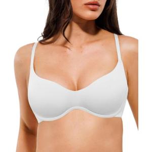 image:imagePopilush Balconette Bras for Women  Unlined Underwire No Padding Comfy Demi Plunge Bra for Everyday WearWhite