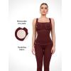 image:imagePopilush Jujube Red Jumpsuits for Women BuiltIn Bra Square Neck Ribbed Bodycon Workout Seamless Leggings Rompers Bodysuits