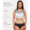 image:imagePopilush Builtin Bra Tank Tops for Women Sleeveless Round Neck Casual Top Summer Ribbed Fitted Workout TanksBlack White Stripe