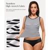 image:imagePopilush Builtin Bra Tank Tops for Women Sleeveless Round Neck Casual Top Summer Ribbed Fitted Workout TanksBlack White Stripe