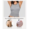 image:imagePopilush Builtin Bra Tank Tops for Women Sleeveless Round Neck Casual Top Summer Ribbed Fitted Workout TanksBlack White Stripe