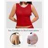image:imagePopilush Builtin Bra Tank Tops for Women Sleeveless Round Neck Casual Top Summer Ribbed Fitted Workout TanksRed