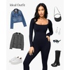 image:imagePopilush Long Sleeve Jumpsuits for Women Square Neck Wide Leg Jumpsuit Built in BraBlack
